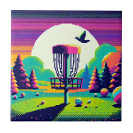 Pixel Art Disk Golf Course Kakelplatta
