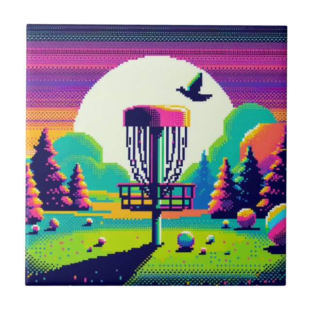 Pixel Art Disk Golf Course Kakelplatta (Framsidan)
