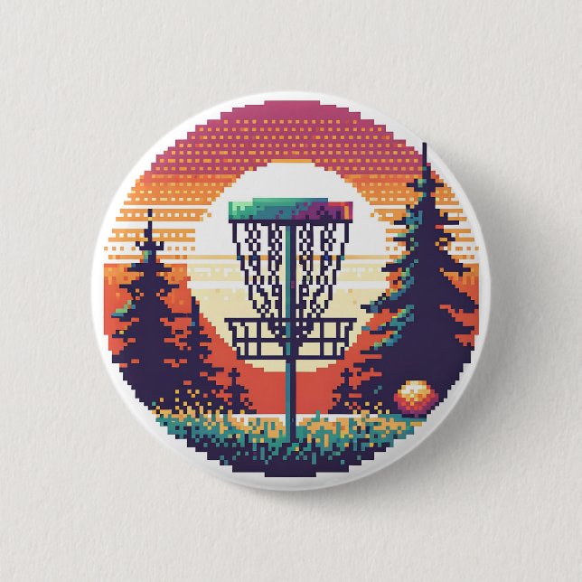 Pixel Art Disk Golf Course Knapp (Framsida)