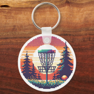 Pixel Art Disk Golf Course Nyckelring