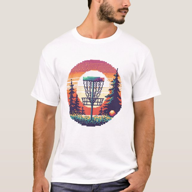 Pixel Art Disk Golf Course T Shirt (Framsida)