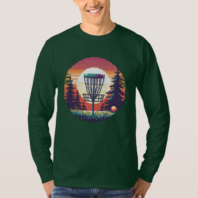 Pixel Art Disk Golf Course T Shirt (Framsida)