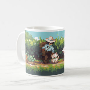 Pixel Art Farmer som säljer växter Kaffemugg