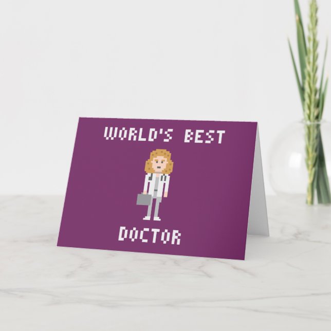 Pixel Art Female Doktor-gratulationskort Kort (Framsida)