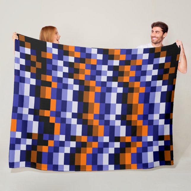 Pixel Art Fleece Blanket - Blues, Orange & Earth (På plats)