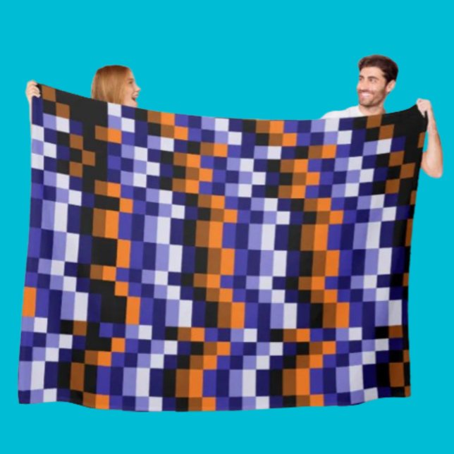 Pixel Art Fleece Blanket - Blues, Orange & Earth (Skapare uppladdad)