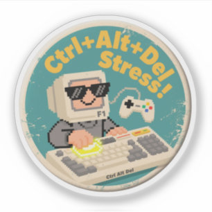 Pixel Art Gamer startar om Badge för dåliga vibes Klistermärken