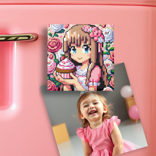Pixel Art Girl's Birthday Girl Magnet