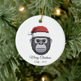 Pixel Art Gorilla Ape Julhatt Julpresent Julgransprydnad Keramik