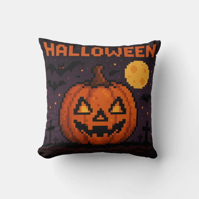 pixel art halloween pillow kudde (Framsida)