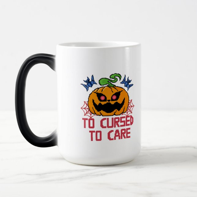 Pixel Art Halloween Pumpkins, Döskallar och Fladde Magisk Mugg (Vänster)