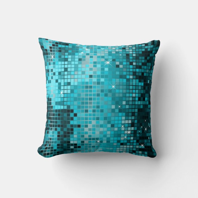 Pixel Art i Turcos Sequins Glitter Abstrakt Kudde (Framsida)