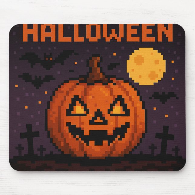 Pixel art inspired Halloween mouse pad Musmatta (Framsidan)