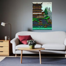Pixel art, Japaneses stad | AI Art Poster