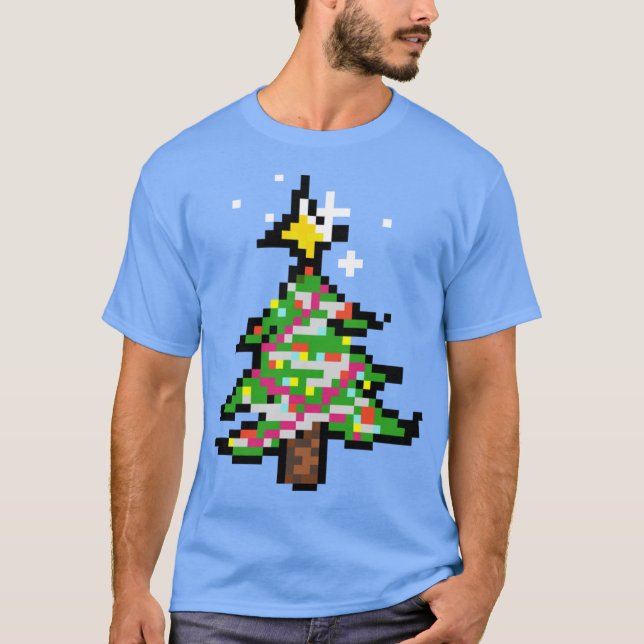 Pixel Art Julgran Stor T Shirt (Framsida)