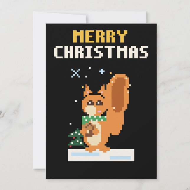 Pixel Art Julkort med Ekorre (Framsida)