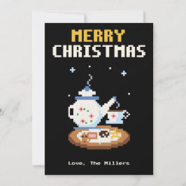Pixel Art Julkort med Te och Kakor