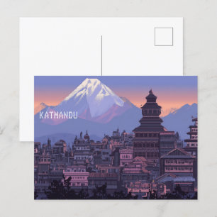 Pixel Art Katmandu Nepal Vykort