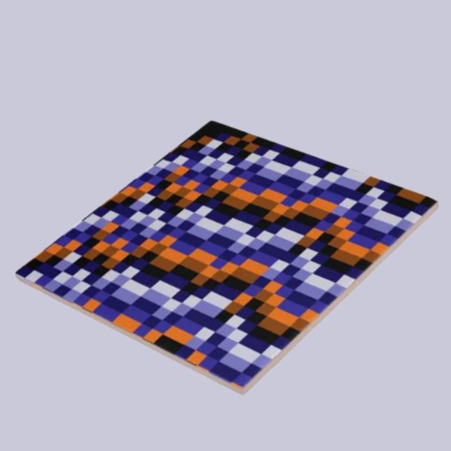 Pixel Art Keramiska Plattor – Blåa, Orange & Jordn Kakelplatta (Skapare uppladdad)