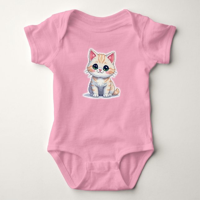 Pixel Art Kitten T Shirt (Framsida)