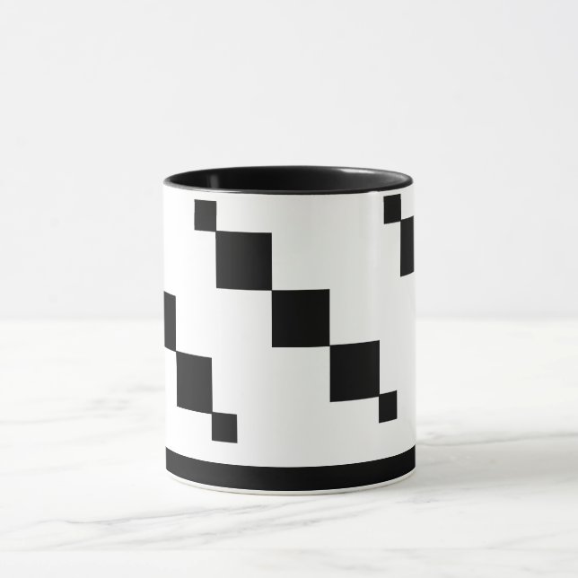 Pixel Art Mugg - Svartvit, minimalistisk Stil (Center)