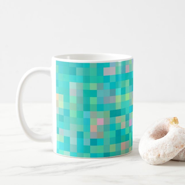 Pixel Art Multifärgad Mönster Kaffemugg (Med munk)