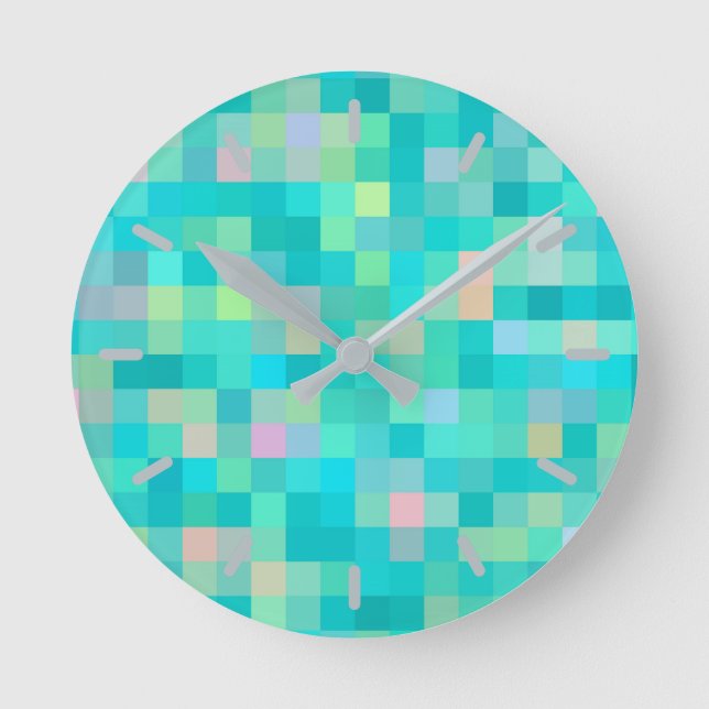 Pixel Art Multifärgad Mönster Rund Klocka (Framsida)