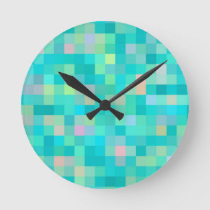 Pixel Art, Multifärgad Mönster Rund Klocka