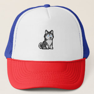 Pixel Art Nyfiken Husky T-Shirt - Adsible Retro D Keps