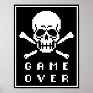 Pixel Art Poster över 8-bitars Skullerben