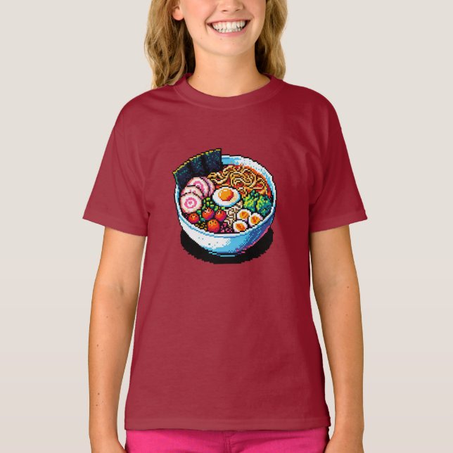 Pixel Art Ramen Noodles T Shirt (Framsida)