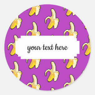 Pixel Art-Redo för att äta Gult Banana Mönster Runt Klistermärke