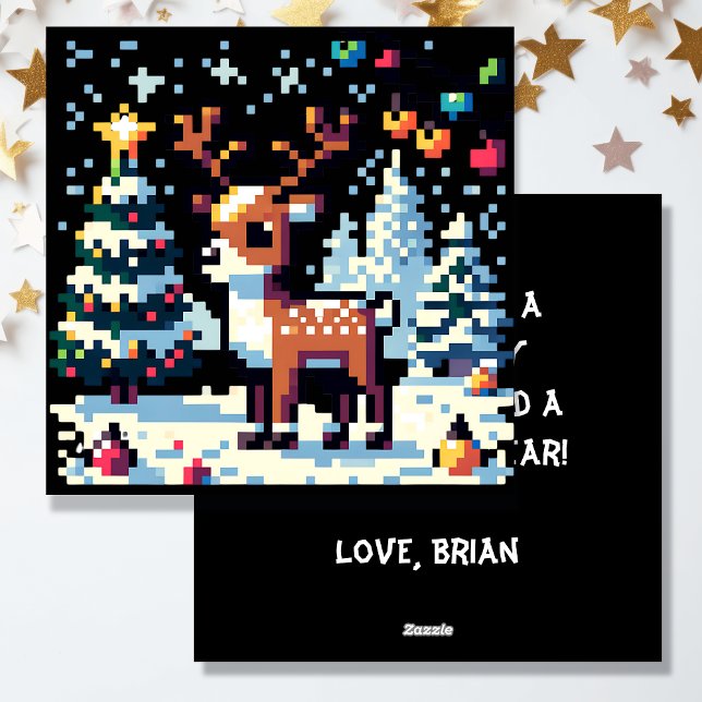 Pixel Art Reindeer under julen i Snö (Skapare uppladdad)