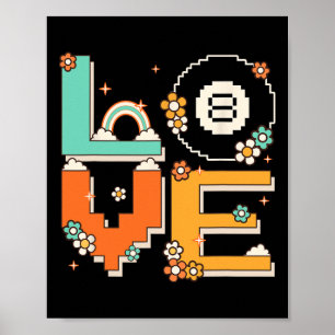 Pixel Art Retro 60s 70-tal Stil Hippie-utrustning  Poster