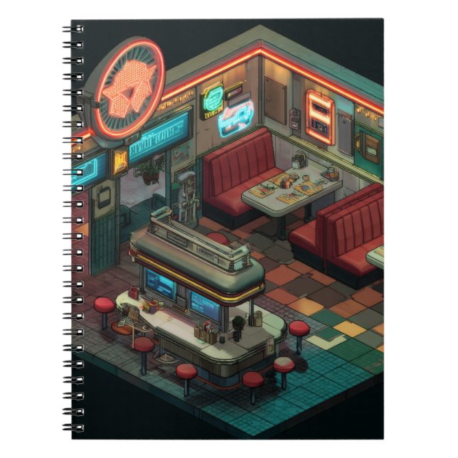 Pixel Art Retro Star Middag bärbar dator Anteckningsbok (Framsidan)