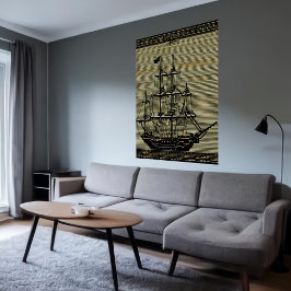 Pixel art, segelbåt på havet | AI Art Poster