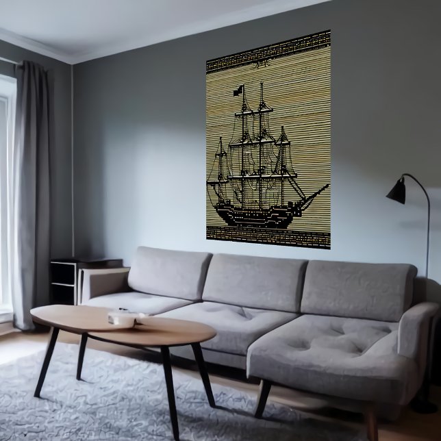 Pixel art, segelbåt på havet | AI Art Poster (Skapare uppladdad)