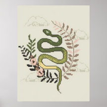 Pixel Art Snake med Blommigt Inslag