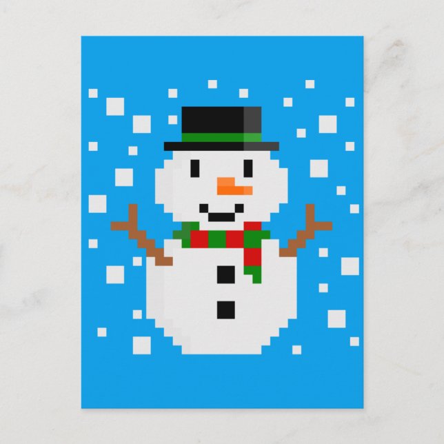 Pixel Art SNÖGUBBE Helg Vykort (Framsida)