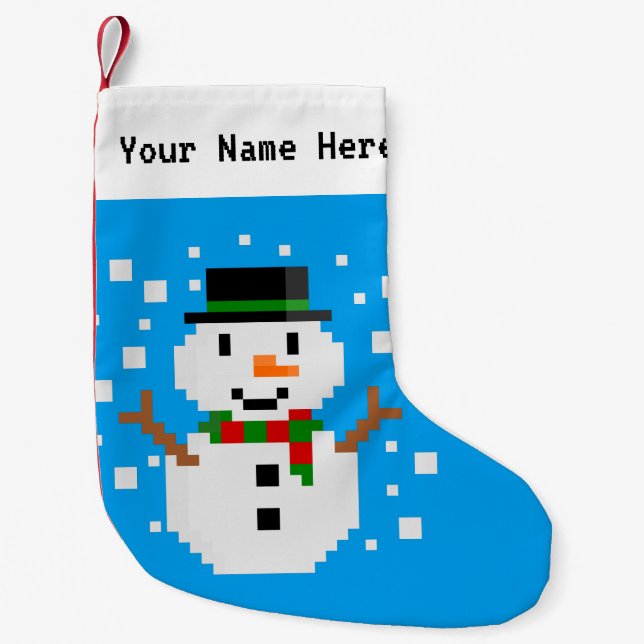 Pixel Art SNÖMAN 1 Liten Julstrumpa (Framsidan)