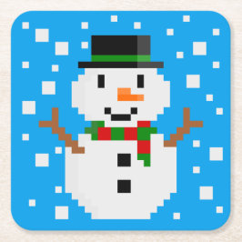Pixel Art SNOMAN 3 Underlägg Papper Kvadrat