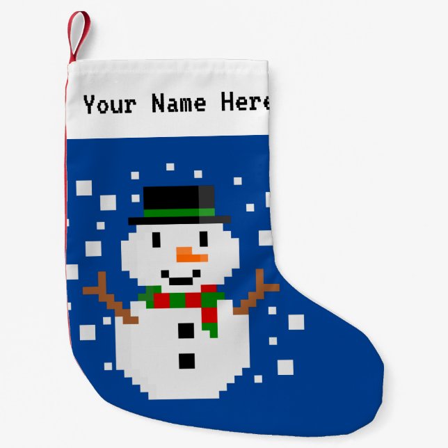 Pixel Art SNOMAN 4 Liten Julstrumpa (Framsidan)