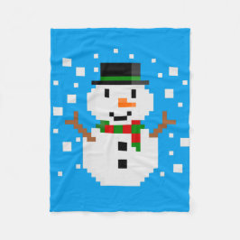Pixel Art SNÖMANNEN Fleecefilt