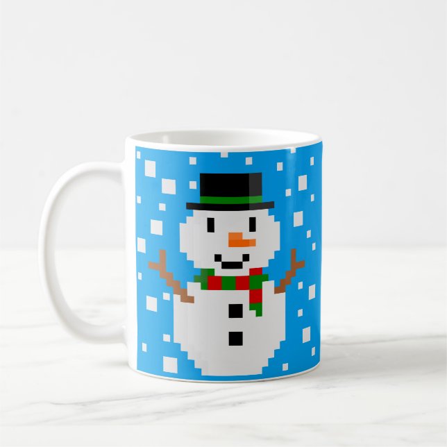 Pixel Art SNÖMANNEN Kaffemugg (Vänster)