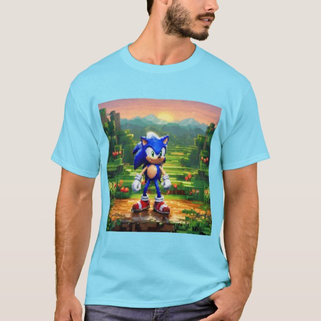 Pixel Art Sonic T Shirt (Framsida)