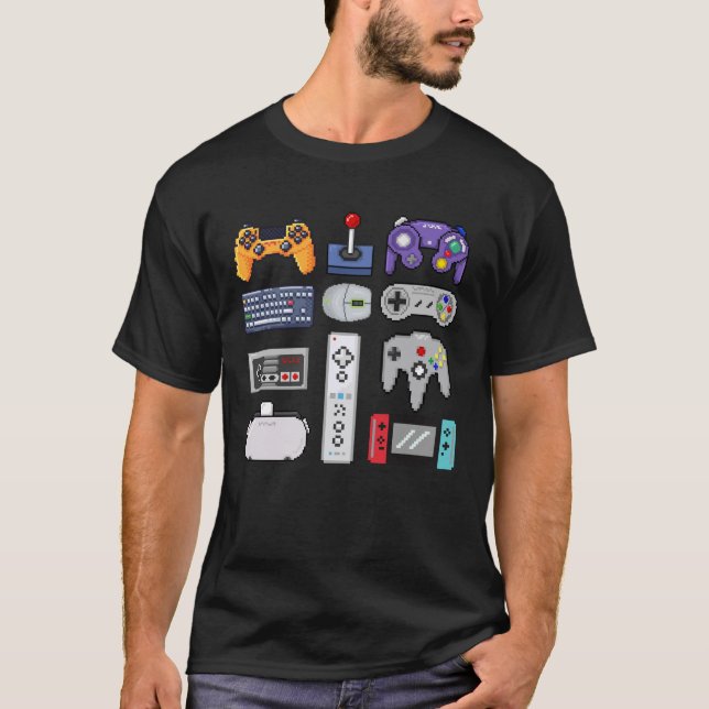 Pixel Art-spelstyrenheter för spelspelare T Shirt (Framsida)