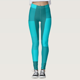 Pixel Art Stil - Coola Teal Block Mönster Leggings
