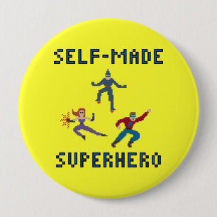 Pixel Art Superheroes-nyckelkedja Knapp