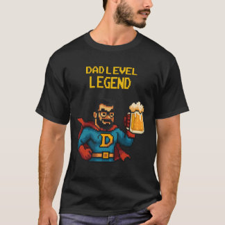 Pixel Art Supershjälte Pappa T-Shirt, Fars dag Gif T Shirt