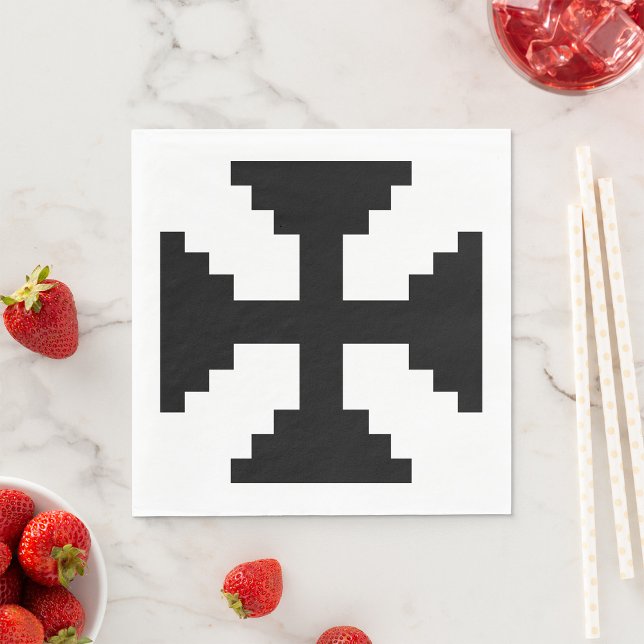 Pixel Art Svart Kors Symbol  Pappersservett (Skapare uppladdad)